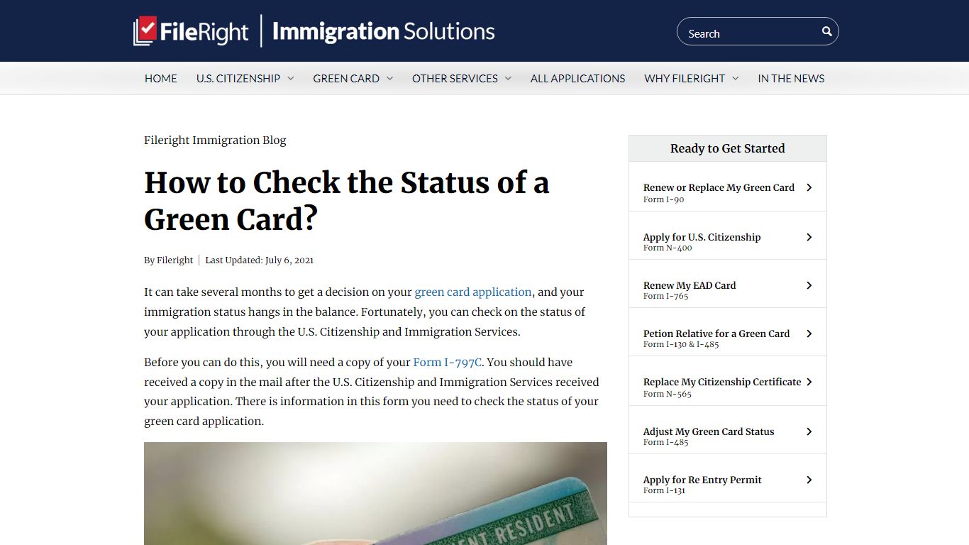 How to Check the Status of a Green Card? - Fileright Immigration Articles